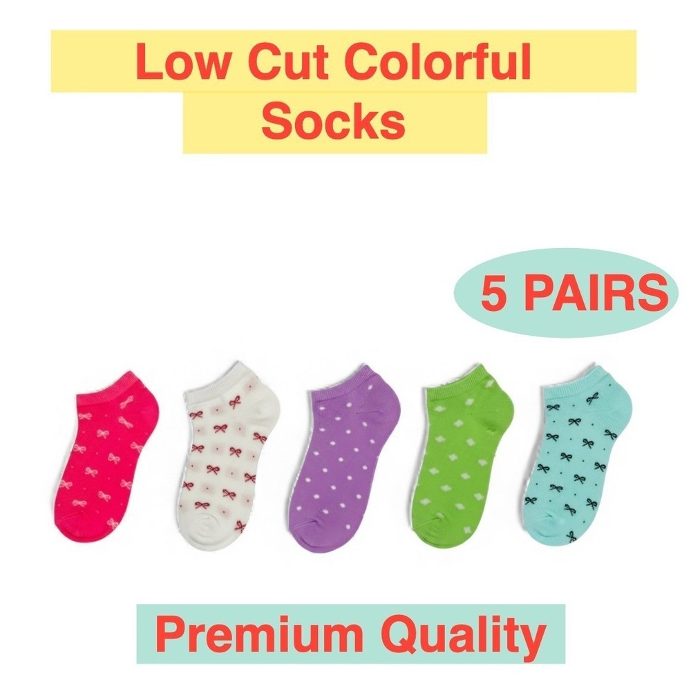Calcetines Cortos De‎ Mujer Sin Costuras Con Talón De Colores Paquete De 5 Pares